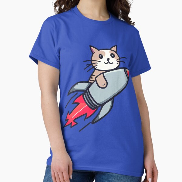 Cat flying a space rocket Classic T-Shirt
