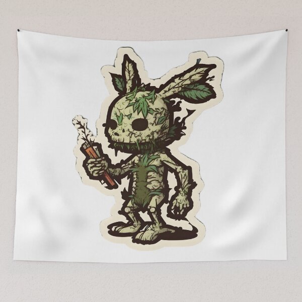 Item preview, zombie rabbit smoking joint weed designed and sold by futuresimo04.