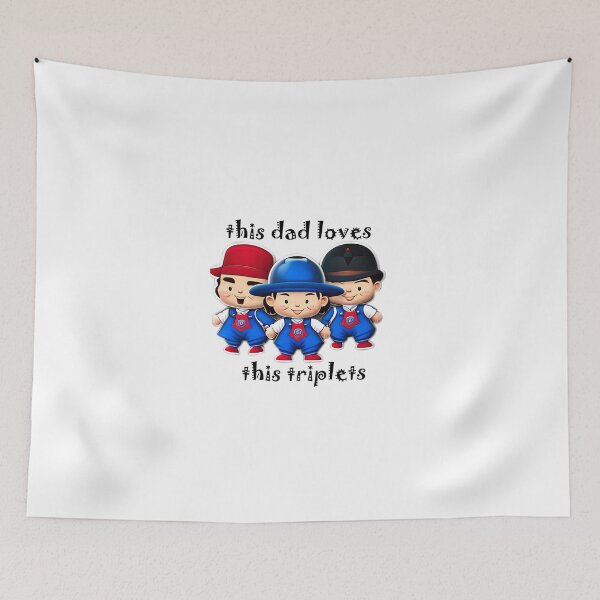 Aperçu de l'œuvre this dad loves this triplets Ilove my children créée et vendue par KhadijaArt ⭐⭐⭐⭐⭐.