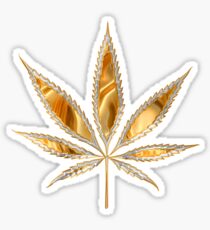 Marijuana leaf as if reflective gold Sticker