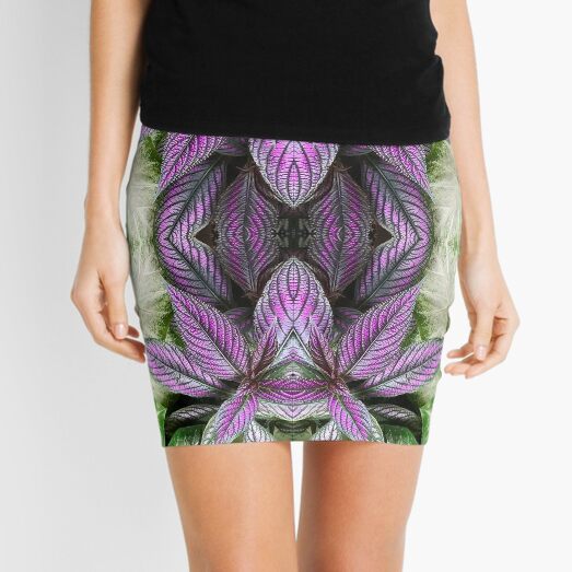 Purple Leaves Pattern Mini Skirt