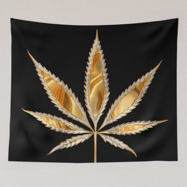 Item preview, Marijuana leaf as if reflective gold designed and sold by TJ Devadatta Best.