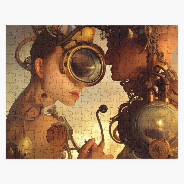 Venus and Mercury surrealism Salvador Dali matte background melting oil on canvas steampunk engine  Jigsaw Puzzle