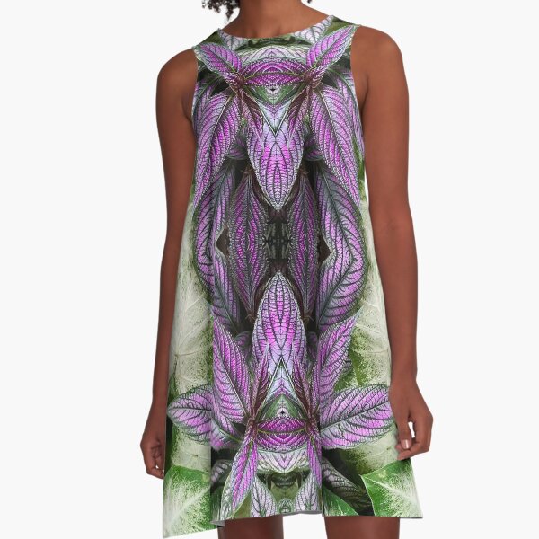 Purple Leaves Pattern A-Line Dress