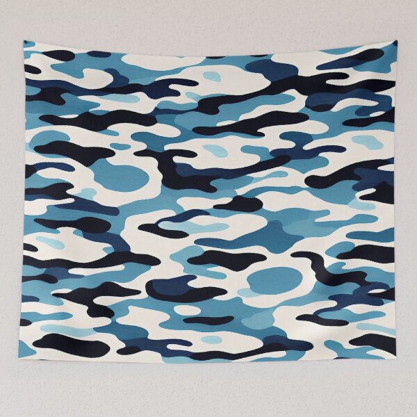 Aperçu de l'œuvre Motif de camouflage bleu et noir Style K créée et vendue par deniselynnimage.