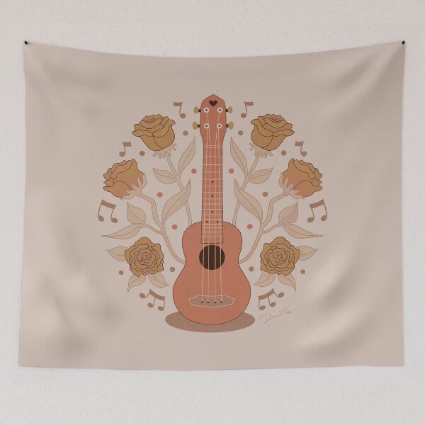 Item preview, Retro-inspired Ukulele and Roses Print - Music and Nature Collide designed and sold by Danvrie.
