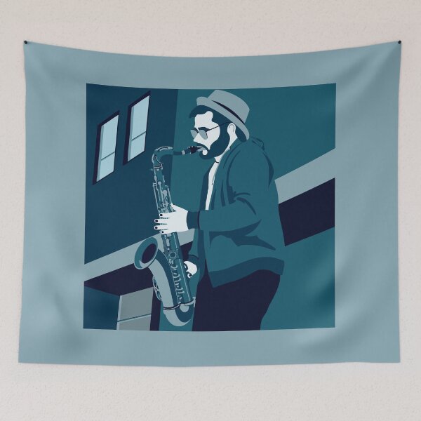 Item preview, Street Sax Player designed and sold by Sfumata Illustration.