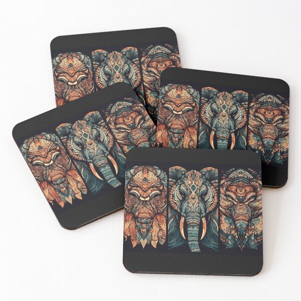 Aperçu de l'œuvre Masques d'éléphants tribaux créée et vendue par DreamPuzzles.