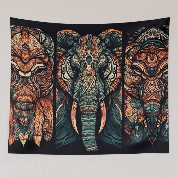 Aperçu de l'œuvre Masques d'éléphants tribaux créée et vendue par DreamPuzzles.