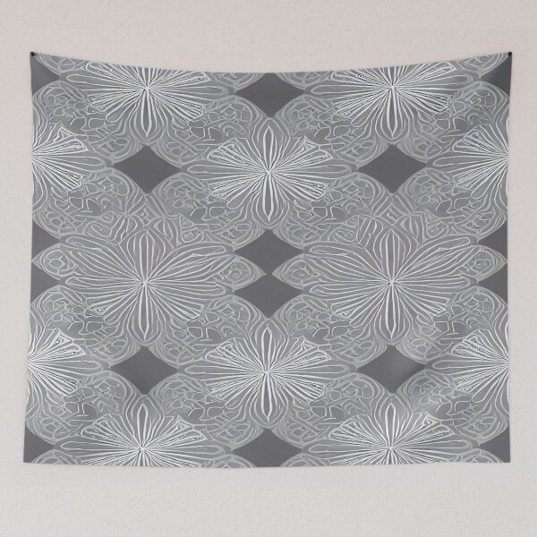 Item preview, Geometric Abstract White and Gray Shapes with Twirls and Swirls designed and sold by deniselynnimage.