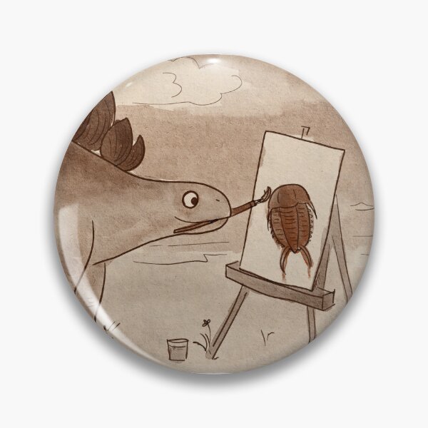 Item preview, Sepia stegosaurus paints a trilobite designed and sold by Vincent Briggs.