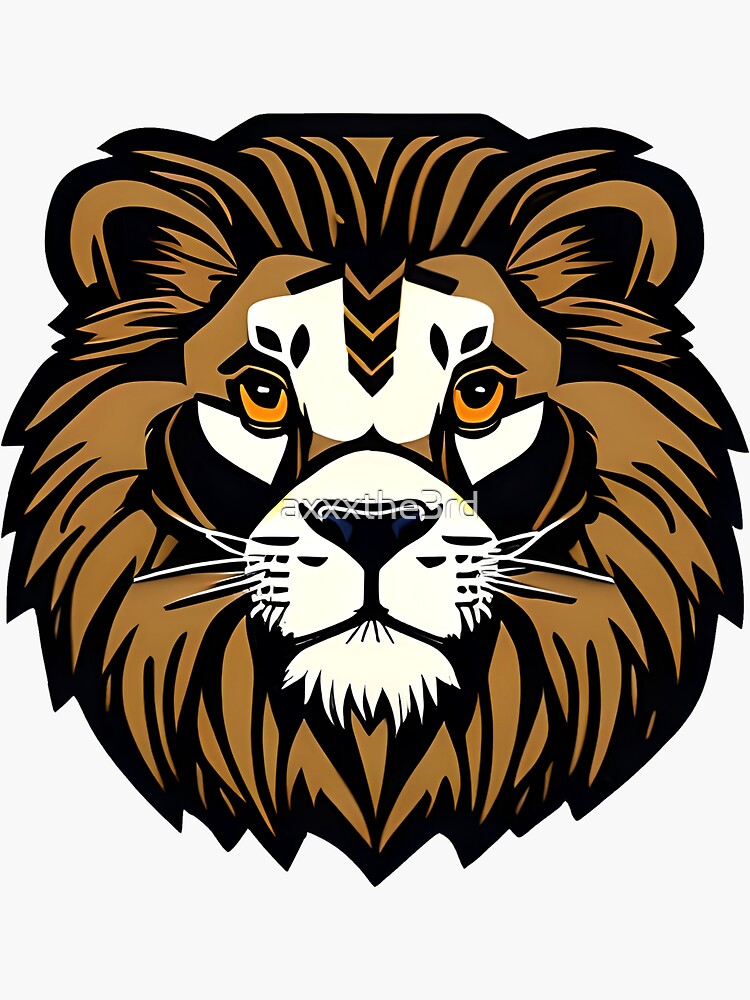 exalted-okapi41: a flat vector logo a lion head roar, minimal and clean,  logo, black and white, sticker
