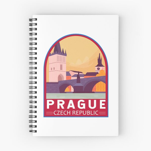 Artikelvorschau, Prag, Tschechische Republik, Reise, Retro, Emblem entworfen und verkauft von KrisSidDesigns.