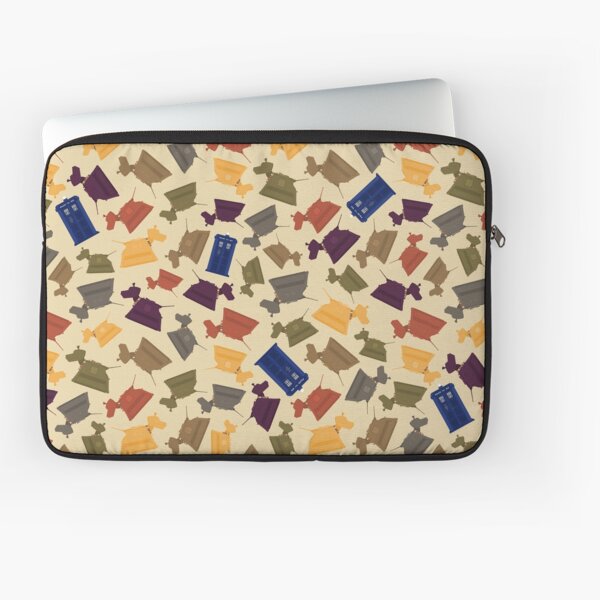 4th Doctor Whovian K-9 and TARDIS Scarf Colors Laptop Sleeve