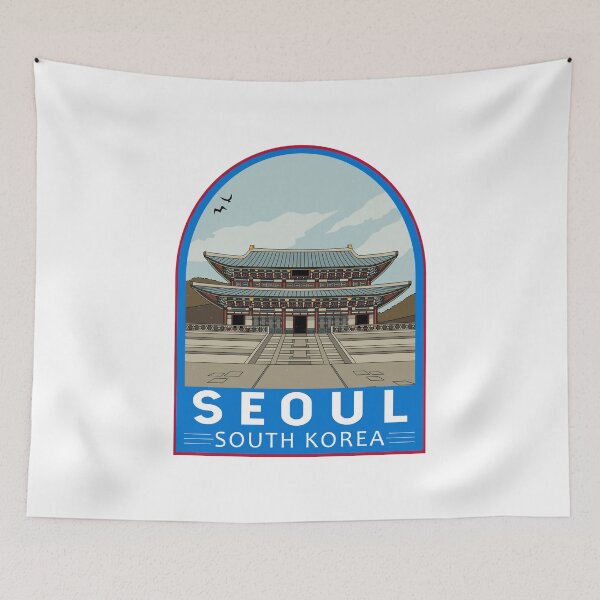 Item preview, Emblema retro de viajes de Corea del Sur de Seúl designed and sold by KrisSidDesigns.
