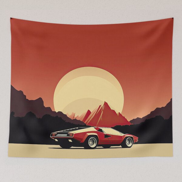 Item preview, Lamborghini Countach vintage illustration poster designed and sold by blackdogshop.