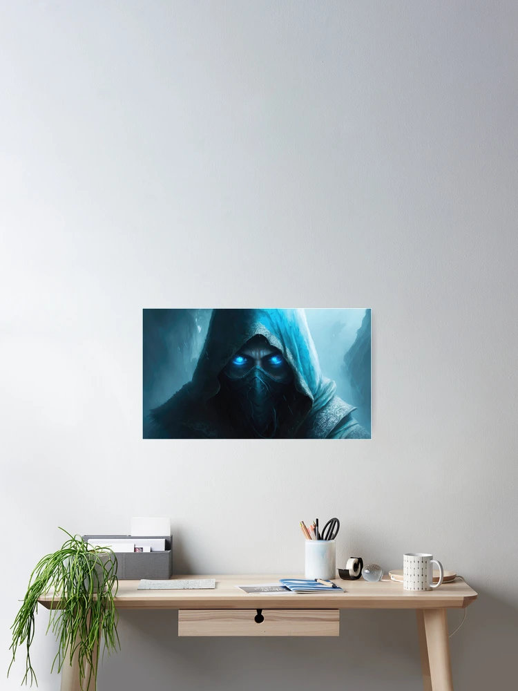 Thumbnail 2 of 3, Poster, Blue wizard fantasy art designed and sold by R-cube-R.