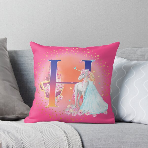 Item preview, Unicorn and Princess with Castle, Letter H Monogram designed and sold by sweetbelle.