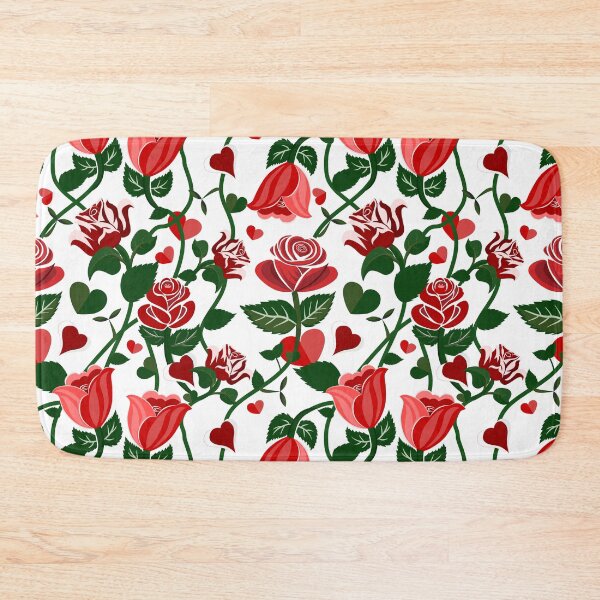 Item preview, Cute Hearty Rose Flowers with Green Leaves White Pattern designed and sold by Moyanana.