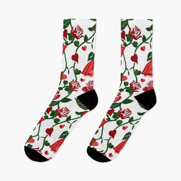 Item preview, Cute Hearty Rose Flowers with Green Leaves White Pattern designed and sold by Moyanana.