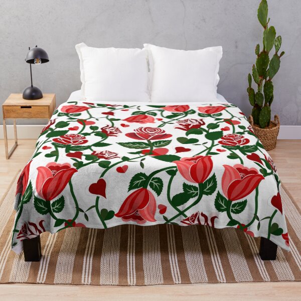 Item preview, Cute Hearty Rose Flowers with Green Leaves White Pattern designed and sold by Moyanana.