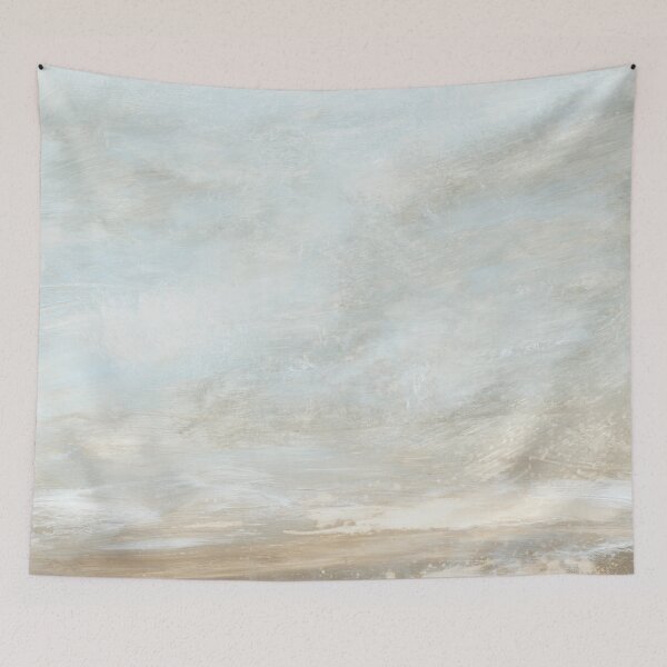 Item preview, Serene - Paisaje costero original de pintura apagada, arte abstracto de playa, azul marrón designed and sold by nlsdesignllc.