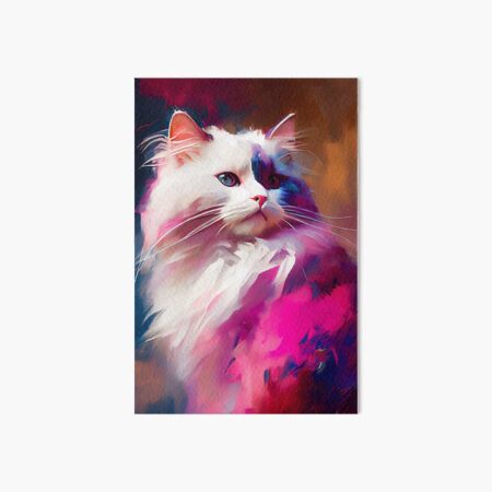 White Ragdoll Cat Abstract Portrait Art Board Print