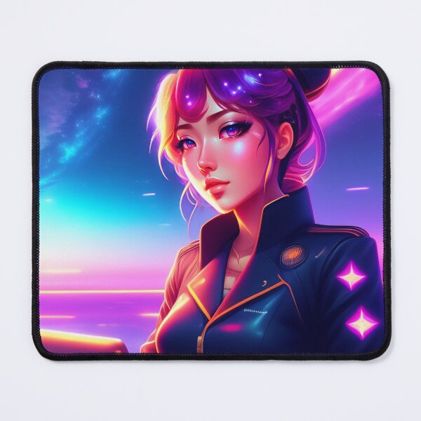 Item preview, Beautiful Cute Cosmic Retrowave Anime Girl AI Art designed and sold by unusualillusion.