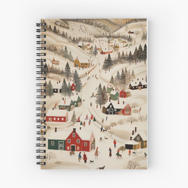 Item preview, Christmas Winter Santa Village Folk Art - Acrylic Oil Paint Style designed and sold by SpookshowDesign.