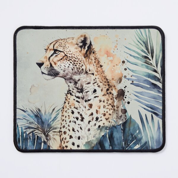 Item preview, Blue Cheetah Jungle Wildlife Watercolor Art designed and sold by artsandsoul.