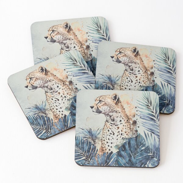 Item preview, Blue Cheetah Jungle Wildlife Watercolor Art designed and sold by artsandsoul.