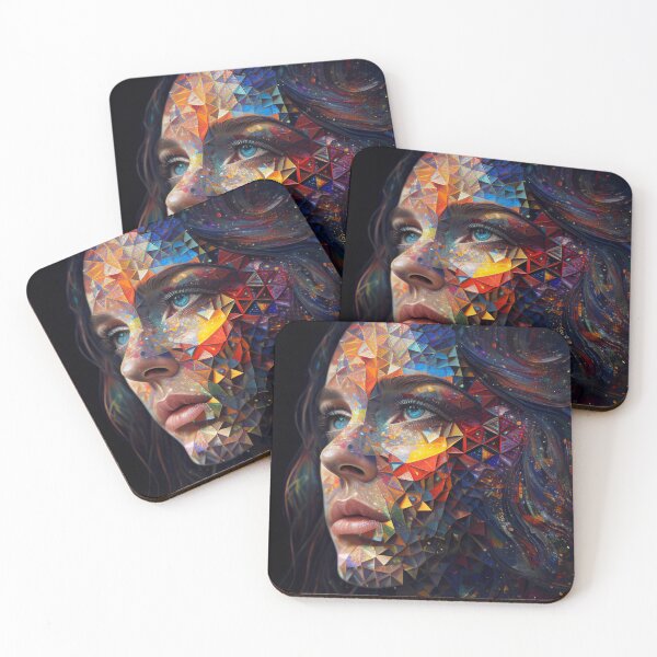 Item preview, image of woman's face with multicolored glass designed and sold by AlmaBrillante.
