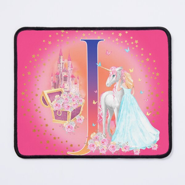 Item preview, Unicorn and Princess with Castle, Letter J Monogram designed and sold by sweetbelle.
