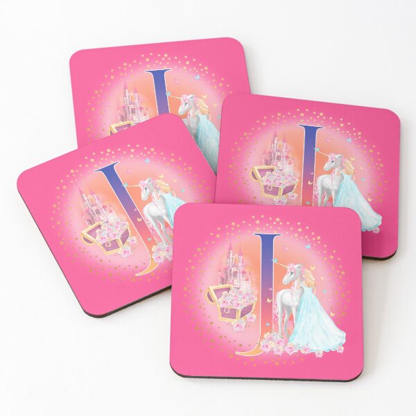 Item preview, Unicorn and Princess with Castle, Letter J Monogram designed and sold by sweetbelle.