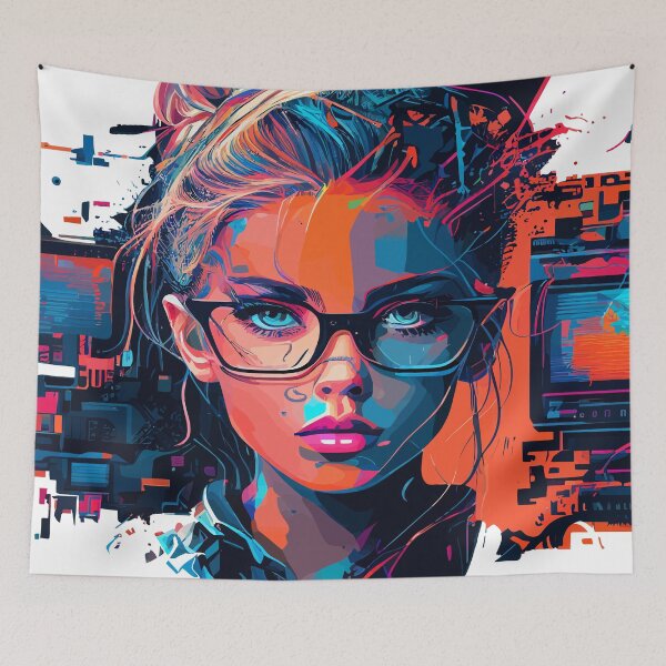 Item preview, Neon cyber girl design designed and sold by juancbp60.