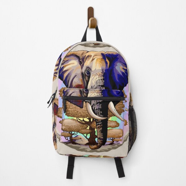 Item preview, African Elephant, Acacias and Kilimanjaro Mountain on Soft Pastel Rainbow designed and sold by BluedarkArt.