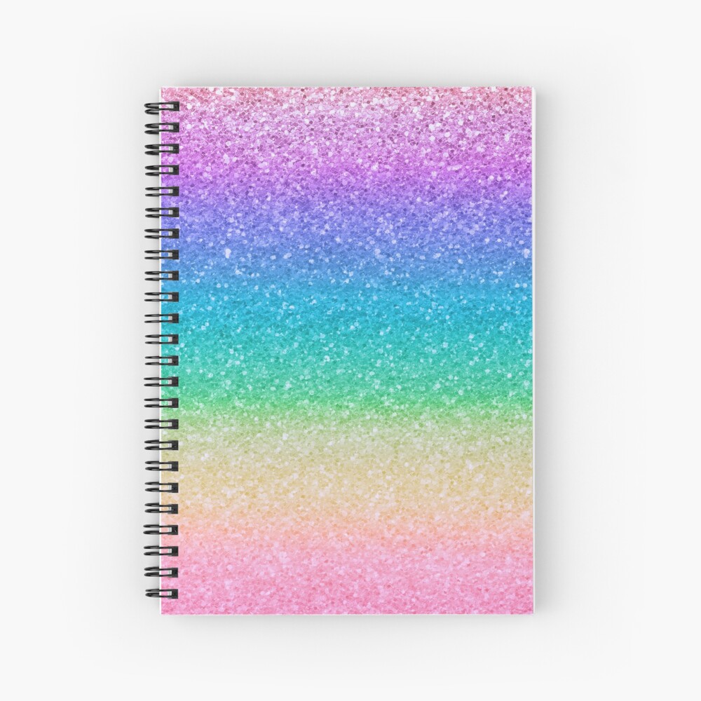 "Rainbow Glitter" Spiral Notebook by Christyne Redbubble