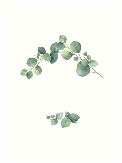 "Green eucalyptus leaves and branches." Art Print by ElenaMedvedeva