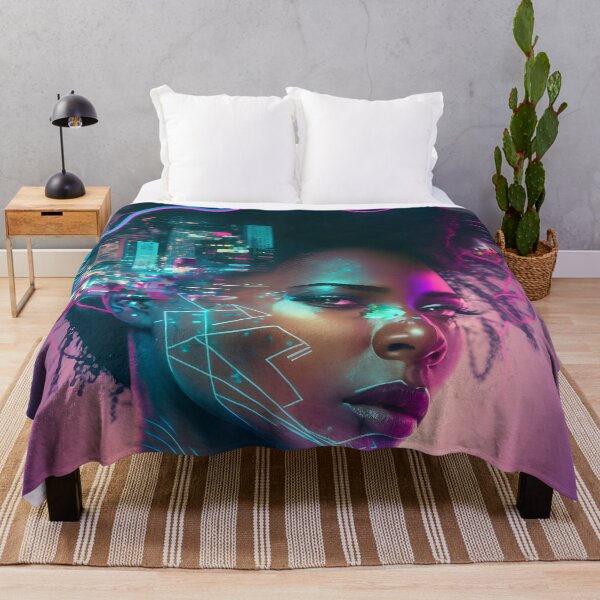 Item preview, Futuristic Cyberpunk Portrait of a Stunning Woman in Neon Lights designed and sold by salarkoshop.
