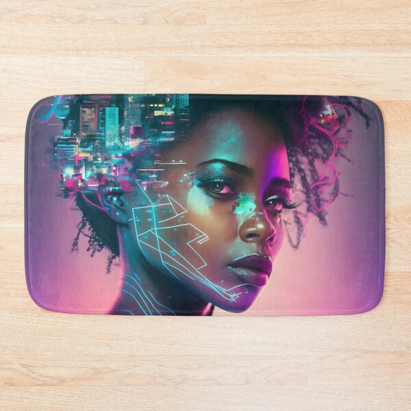 Item preview, Futuristic Cyberpunk Portrait of a Stunning Woman in Neon Lights designed and sold by salarkoshop.