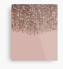 Erröten Rosa Rose Gold Bronze Cascading Glitter Metalldruck