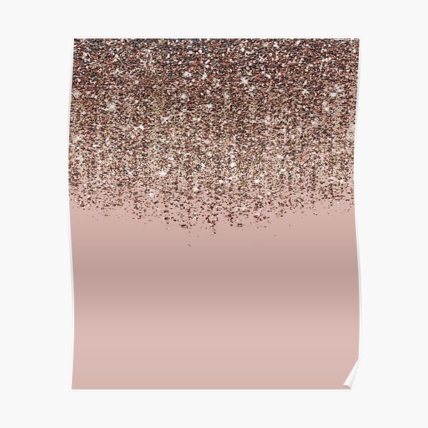 Blush Pink Rose Gold Bronze Cascading Glitter Poster