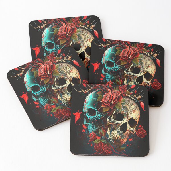 Item preview, skulls and roses floral art designed and sold by carpenterblaise.
