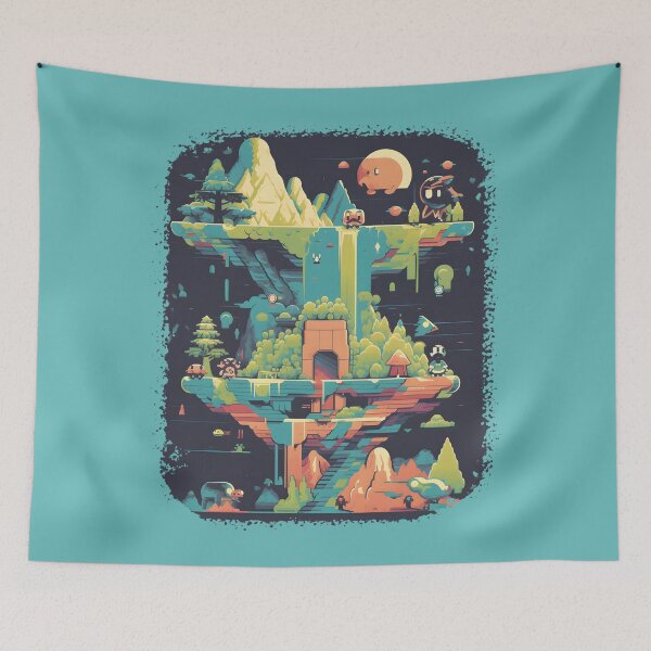 Item preview, Abstract Vertical Video Game Landscape Map Illustration designed and sold by retroman78.