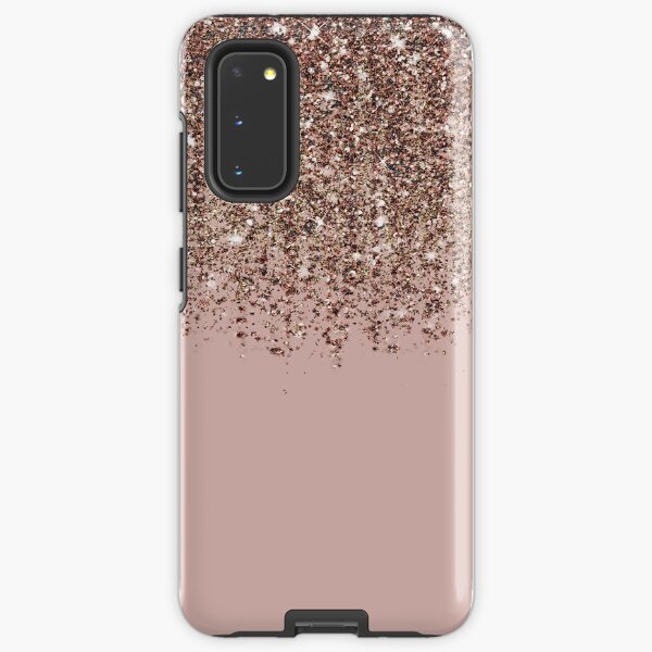 Blush Pink Rose Gold Bronze Cascading Glitter Samsung Galaxy Tough Case