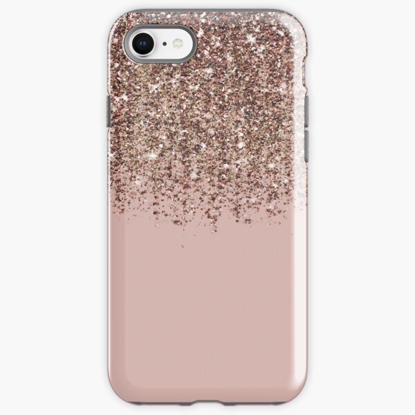 Blush Pink Rose Gold Bronze Cascading Glitter iPhone Tough Case