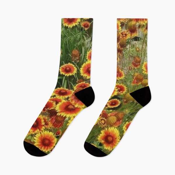 Item preview, RED-YELLOW BLANKET FLOWERS GARDEN ART designed and sold by sharlesart.