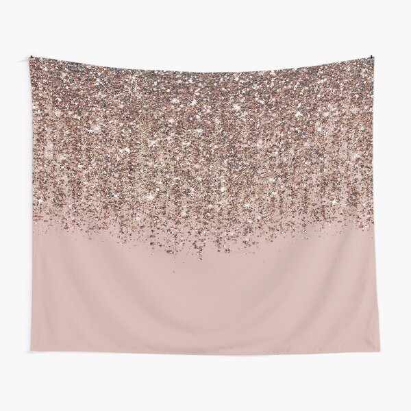 Blush Pink Rose Gold Bronze Cascading Glitter Tapestry