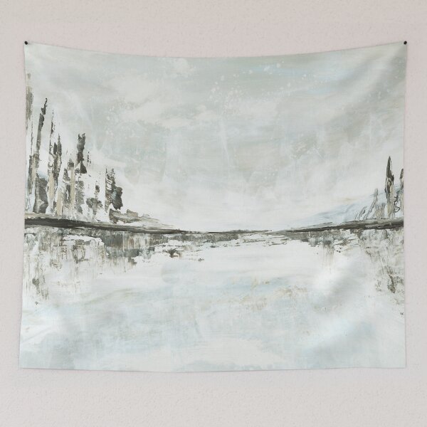 Item preview, Solitude - Neutral Modern Abstract Lake Landscape, Black Gray Trees designed and sold by nlsdesignllc.