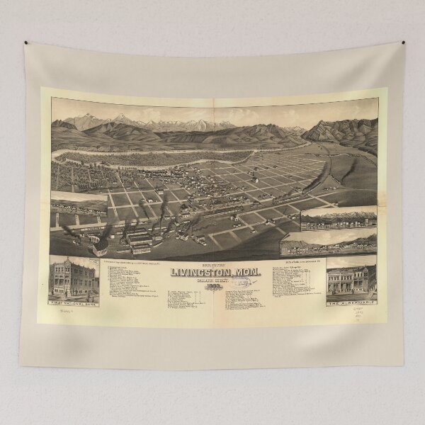 Item preview, Bird's Eye View of Livingston, Montana (1883) designed and sold by allhistory.